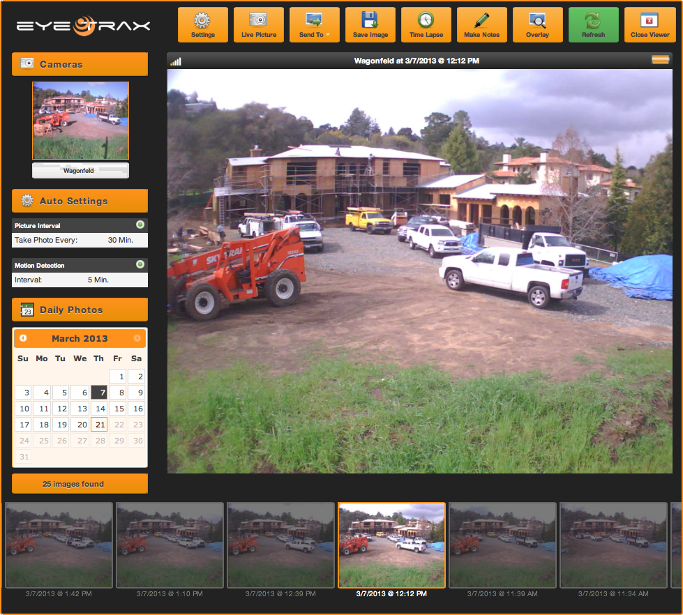 Solar powered construction camera interface